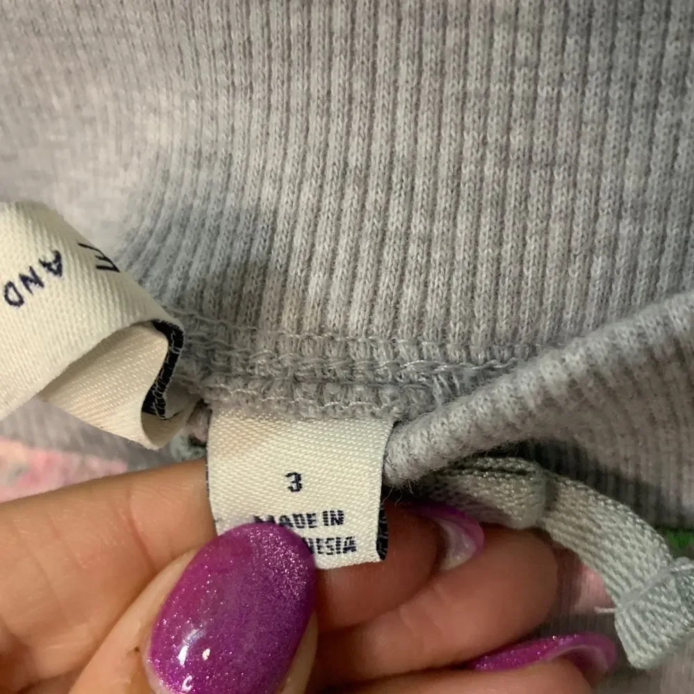 Janie and Jack- Toddler Gray Joggers with Pink Floral Pattern-3T